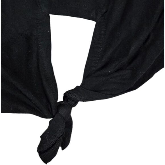 Style & Co Silver Neck Bar Solid Black Tie Front Short Sleeve Tee Ladies Top 2X - Picture 4 of 7